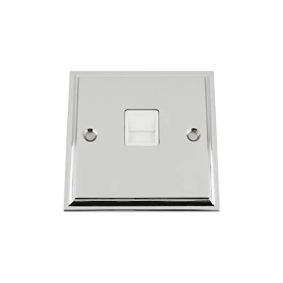 Image of Master Telephone BT Plug Socket Victorian Polished Chrome White Insert