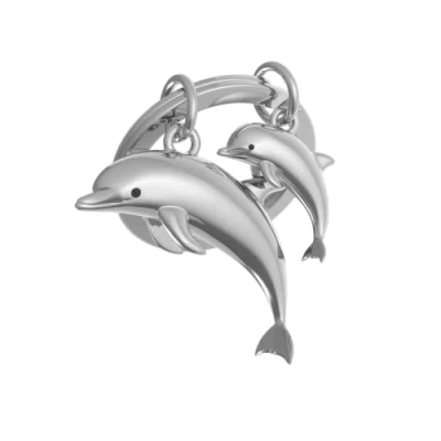 Image of O meta[l]morphose METALMORPHOSE MTM145 06 Dolphin &amp; Baby Sound Keyring, silver, One Size, unique, Taille size