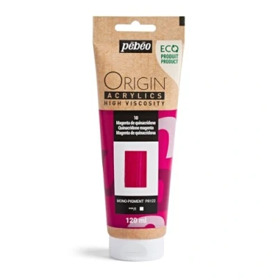 Image of PEBEO Origin Acrylics 120 ml Eco designed Acrylic Paint High Viscosity Matt Finish 100% Recycled Binder 96% European Raw Materials Quinacridone Magenta