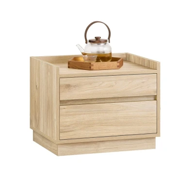 Image of SoBuy Bedside Table Nightstand Side End with 2 Drawers Natural W50 x D40 H40cm FBT153 N