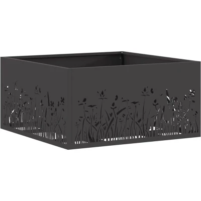 Image of vidaXL Fire Pit Square Black 60x60x30 cm Steel