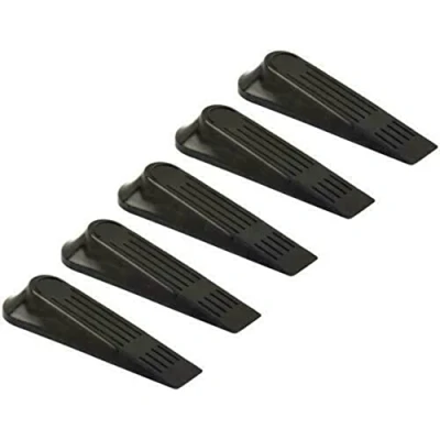 Image of Black Plastic Door Stops, 2 cm (Pack of 5) Durable &amp; Stylish Design, Ideal for Home or Office Use