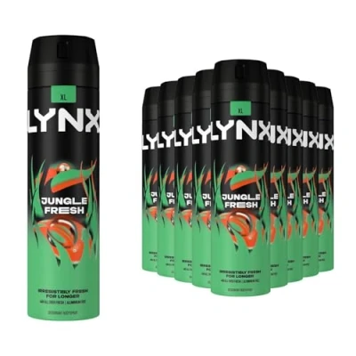 Image of Lynx XL Body Spray Jungle Fresh 48H High Definition Fragrance with Sweat Protection Deodorant for Men Unique Scent of Palm Leaves and Amber, 200ml Pack 12