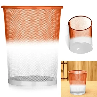 Image of ARA CHOICE Colourful Mesh Waste Bins Rubbish Paper Wastebasket Trash Can Dustbin for Home Office Durable and easy to use Recycling Bin Bedrooms Multi Colour. (Orange)