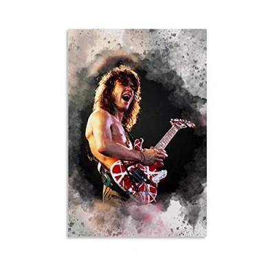 Image of YZLI Music Songwriter Guitarist Eddie Van Halen Canvas Art Poster and Wall Picture Print Modern Family bedroom Decor Posters 16x24inch(40x60cm)