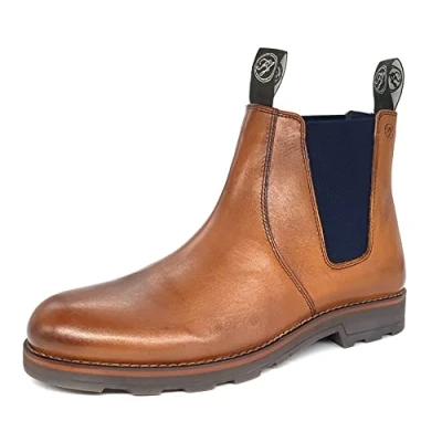 Image of Frank James Brigstock Leather Tan Mens Chelsea Boots Size UK 11