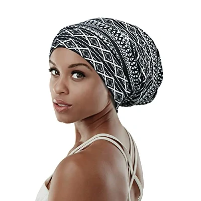 Image of FocusCare Satin Beanie Cap for Sleeping Lady Night Turbans Frizzy Hair Headcover Denim Blue