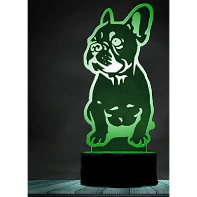 Image of Jinson well 3D French Bulldog Dog Lamp Optical Illusion Night Light 7 Colour Changing Touch Switch Table Desk Decoration Lamps Perfect with Acrylic USB Toy
