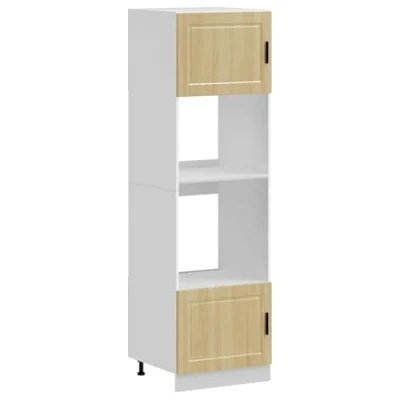 Image of vidaXL porto engineered wood oven cabinets set/2 sonoma oak kitchen storage adjustable feet 60x57x207 cm