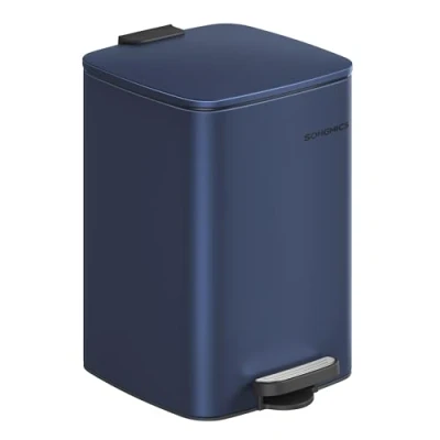 Image of SONGMICS Kitchen Bin, 5.2 Gallon (20 L) Trash Steel Pedal with Inner Bucket, Soft Close and Stays Open, Midnight Blue LTB592Q02