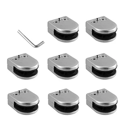 Image of Proster Glass Clamps 8 PCS 9 10mm Stainless Steel 304 Adjustable Bracket Flat Back for Balustrade Staircase Handrail