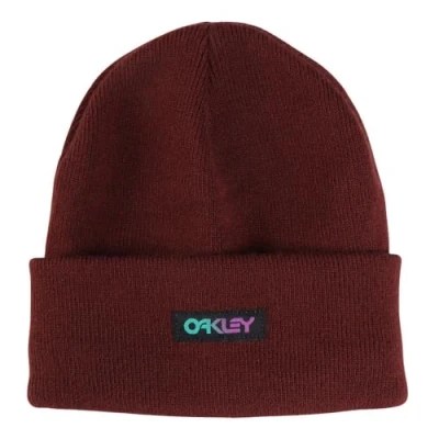 Image of Oakley Men&#039;s B1b Gradient Patch Beanie Hat, Grenache, One Size