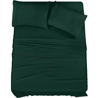 Image of Utopia Bedding Queen Bed Sheets Set 4 Piece Brushed Microfiber Shrinkage and Fade Resistant Easy Care (Queen, Emerald)