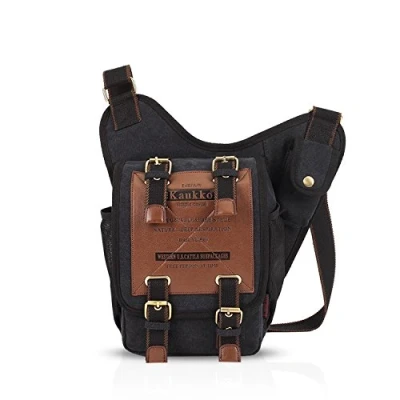 Image of FANDARE Vintage Sling Bag Messenger Shoulder Backpack Crossbody Small Travel Canvas Black