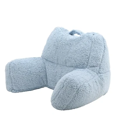 Image of icon Teddy Bear Cuddle Cushion, Frozen Blue, Extra Large Fluffy Sherpa Fleece Bean Filled Back Support Reading Pillow for Bed