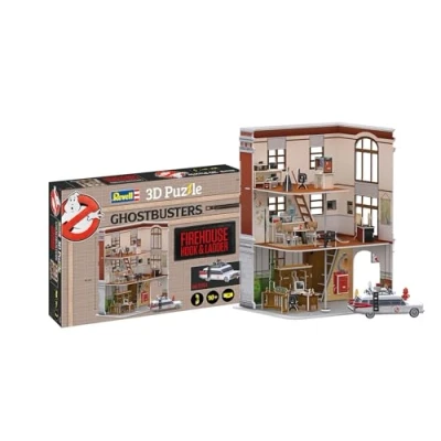 Image of Revell 3D Puzzle 00223 Ghostbusters Firestation, 130 Pieces, Highly Detailed, 40cm in Height, Fun &amp; Easy to Build, tan