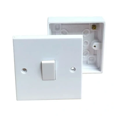 Image of iSeventy9 Single White 1 Gang Light Switch 2 Way 10A &amp; 25mm Surface Pattress Back Box