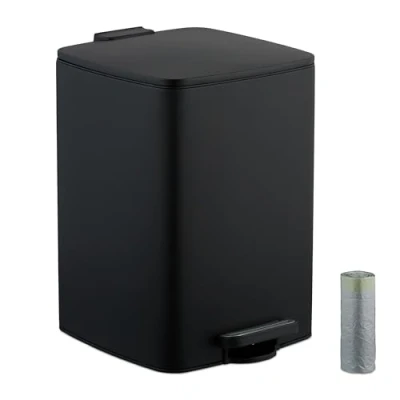 Image of Relaxdays Kitchen Pedal Bin, 20 Litres, Removable Inner Bucket, with Rubbish Bag Liners, Waste Disposal, Iron, Black