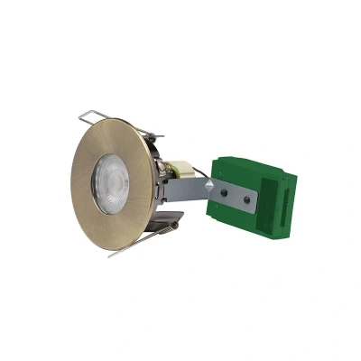 Image of Open Back GU10 Shower Downlight Antique Brass Bell Lighting Firestay Protector