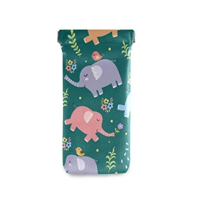 Image of linomo Colorful Cute Elephant Sunglasses Bag Microfiber Leather Pouch, Storage for Glasses and Cell Phones