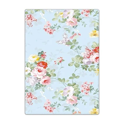 Image of Passport Holder Cover, PU Leather Travel Wallet Case Organiser for Passport, Business Cards, Credit Boarding Passes (Blue Retro Flower)