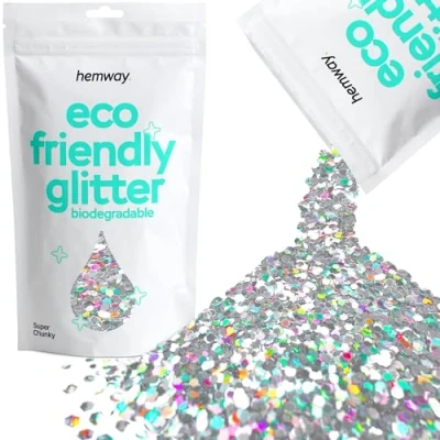 Image of Biodegradable Glitter Silver Holographic Eco Friendly Plant Based Bio Super Chunky for Face Body Hair Craft Resin Festival Makeup Eyeshadow 100g / 3.5oz