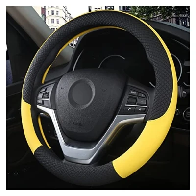 Image of Steering Wheel Cover Car For VW T4 T5 T6 Auto Interior Accessories Wheel(Yellow)
