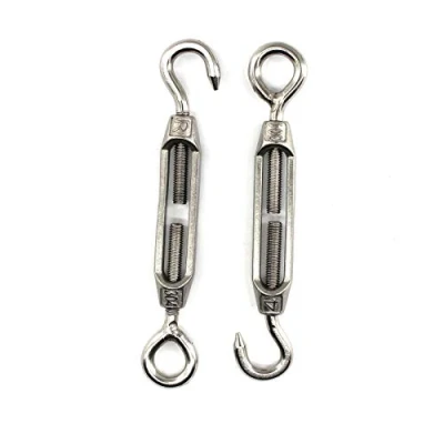 Image of Turnbuckle wire tensioner Faspiroty M12 2 pack 304 stainless steel adjustable hook&amp;eye set heavy duty