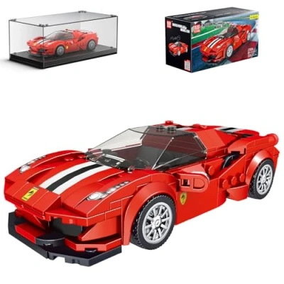 Image of Mould King Speed Champions Racing Car Building Sets with Acrylic Display Case 488 Super 27006 Kit Toy, Collectible Model Cars Blocks for Kids 8+(329 Pieces)