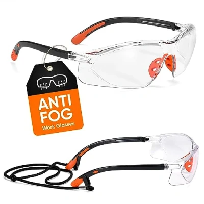Image of SAFEYEAR Anti Fog Safety Glasses [EN166 Certified] SG003 Scratch Site UV Protection Protetive for Men and Lady, Steam Work Goggles Lab, Screwfix, Adult DIY, Grinding