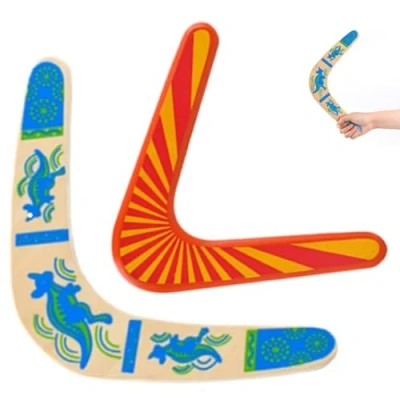 Image of CHUANGOU 2 Pieces Wooden Boomerang Easy to Throw Flying V shaped Returning Boomerang,