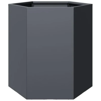 Image of vidaXL Garden Planter Outdoor Flower Pot Anthracite Hexagon Steel 46x40x45 cm Freestanding Raised Bed for Plants, Flowers, Vegetables, Herbs Weather Resistant, Open Bottom Design