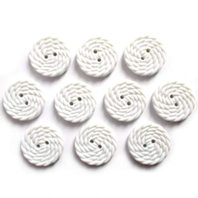 Image of Woven Rope Effect Spiral Swirl Plastic Buttons 15mm Wide Pack of 10 (White)