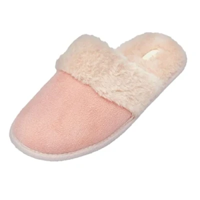 Image of Thingimijigs Ladies Pink Memory Foam Faux Fur Lined Mule Slippers House Shoes UK 4