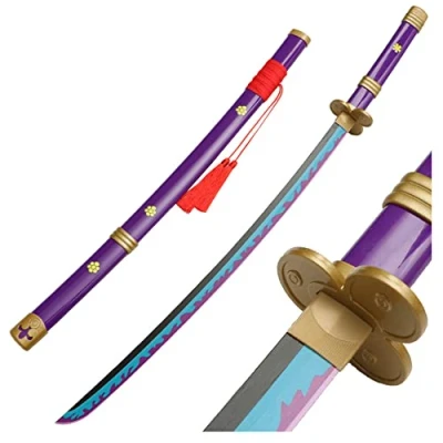 Image of DEEGGHD Wooden Sword Roronoa Zoro Katana, Japanese Samurai Weft Anime, Slash of Sky Feathers, Katana Yama Enma for Cosplay Collection/Purple / 104cm/41in
