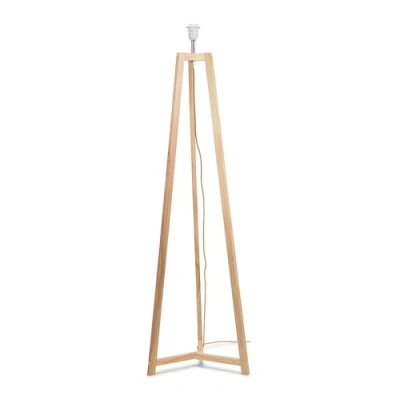 Image of Natural Wood Tripod Floor Lamp Base Free Standing Living Room Light