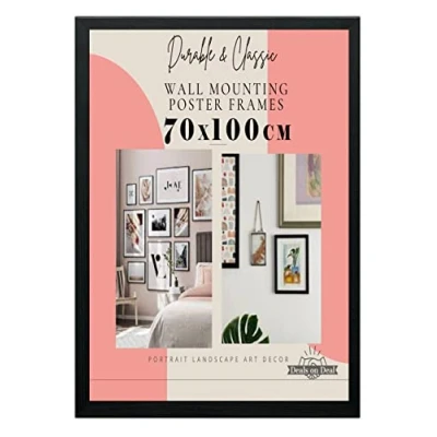Image of Deals on deal Extra Large 70X100 cm Picture Frame Photo Wall Art Poster Frames With Clear Perspex Safety Glass to Hang Portrait or Landscape (70X100CM, BLACK)
