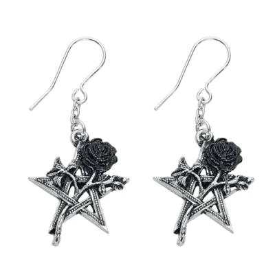 Image of Alchemy Gothic Ruah Vered Droppers Women Earring Black Silver, Pewter,