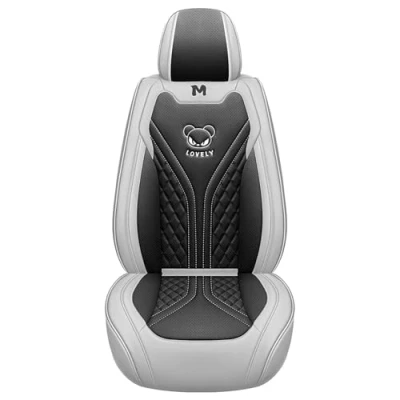 Image of Eunncu Universal Car Seat Covers Waterproof Leather Full Set, Can Protect Front and Rear Seats, To Fit Most Cars, Side Airbag Compatible, Black Gray