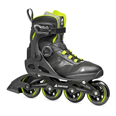 Image of Rollerblade Macroblade 84 BOA, Adult Fitness Inline Skate, Black &amp; Lime, Performance Skates
