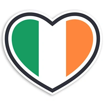 Image of 2 x 10cm Irish Flag Heart Vinyl Stickers Ireland Travel Luggage Sticker #30988 (10cm Wide)