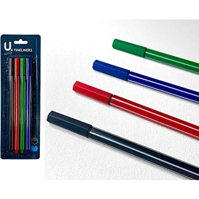 Image of London Dream 4 Fineliner Colouring Pens Set, 0.5mm Fine Tip Point For Writing Sketching Technical Drawing Drafting (Black, Blue, Green &amp; Red)