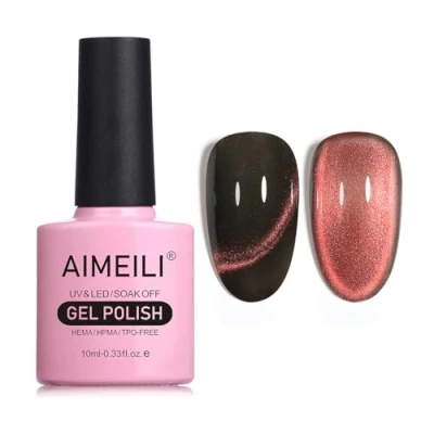 Image of AIMEILI Magnetic Gel Nail Polish Cat Magnet Eye Polish, UV LED Soak Off Glitter Varnish Art Manicure Pedicure, Long Lasting &amp; Easy to Apply 10ml 748