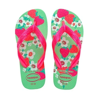 Image of Havaianas Girl&#039;s Flores Flip Flops, Green Garden, 7 Child UK