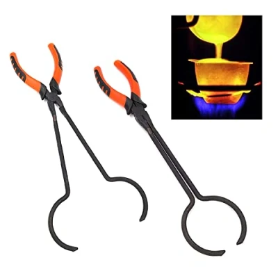 Image of Crucible Tong Gold Melting Furnace Holder Clamp, Steel Tongs for Casting Precious Metals Jewelry Making Tool