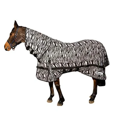 Image of Whitaker Zebra print Fly Mesh Rug with fixed neck, elongated tail cover and belly flap 6&#039;6