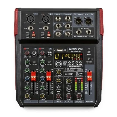 Image of VONYX VM KG06 Music Mixer Desk 6 Channel with USB Audio Interface, Bluetooth and Built in DSP Effects