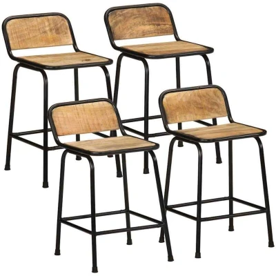 Image of vidaXL Bar Stools 4 pcs 46x35.5x70 cm Solid Wood Rough Mango