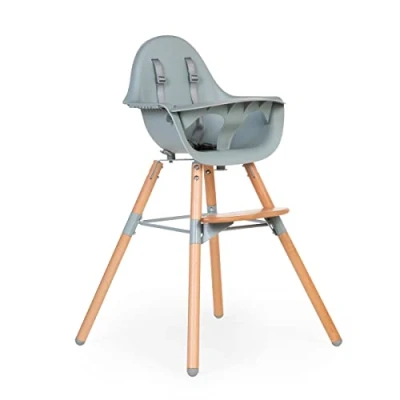 Image of CHILDHOME, Baby/Child High Chair, Evolutive, from 6 Months up to Years, Height Adjustable, 5 Point Harness, Many Accessories, Compatible with Evolu Baby Newborn Seat, Beechwood, 2, Mint