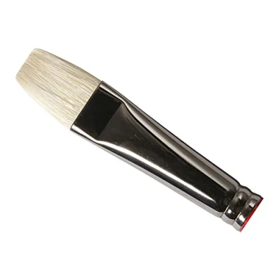 Image of Daler Rowney Georgian Oil Brush, Natural Hog Bristle, Long Handle, Short Flat, 12